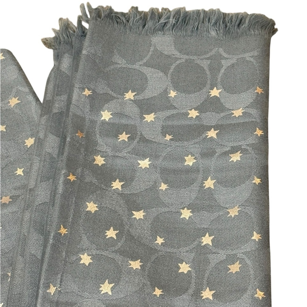 Metallic Star Celestial Signature Logo Scarf in Blue and Silver - Picture 8 of 9